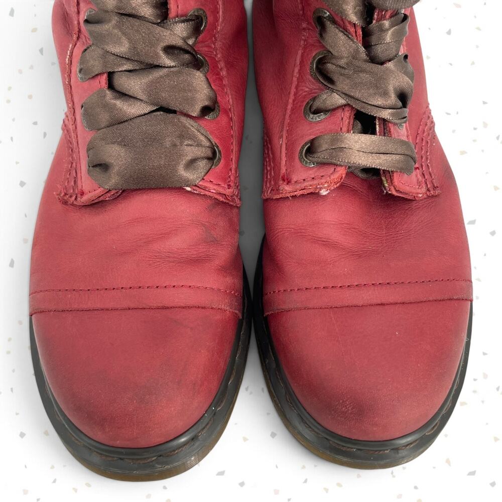 Dr. Martens Triumph Boots Red Oxblood Leather Pirate Fold Down Floral Boots US 9 - Picture 8 of 16
